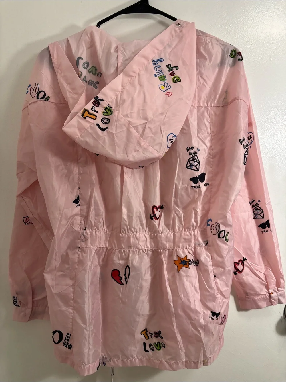 Zara Girls Light Pink Hooded Jacket with Printed Detail